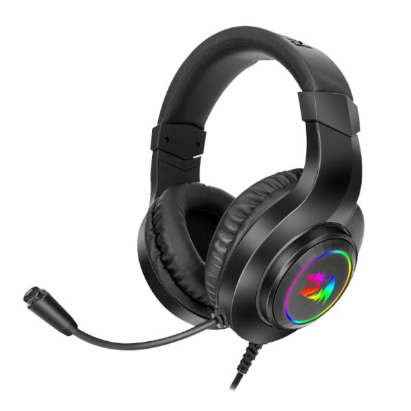 REDRAGON Over-Ear HYLAS Aux (Mic and Headset)|USB (Power Only) RGB Gaming Headset - Black