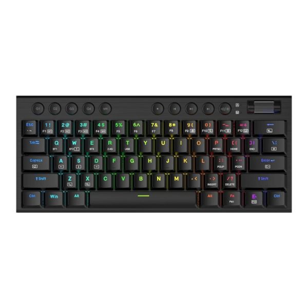 REDRAGON Noctis Pro 61Key Wireless Bluetooth Red Switch RGB Low Profile Gaming Mechanical Keyboard - Black